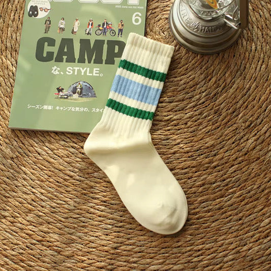 Retro Striped Crew Socks