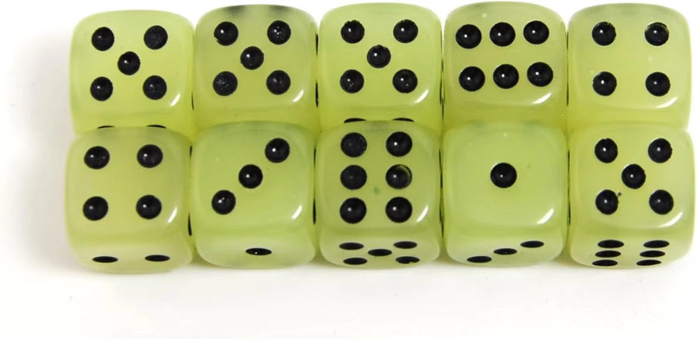 10 Piece Glow In The Dark Dice Set