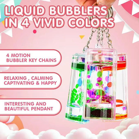 4 Piece Liquid Motion Keychain Set