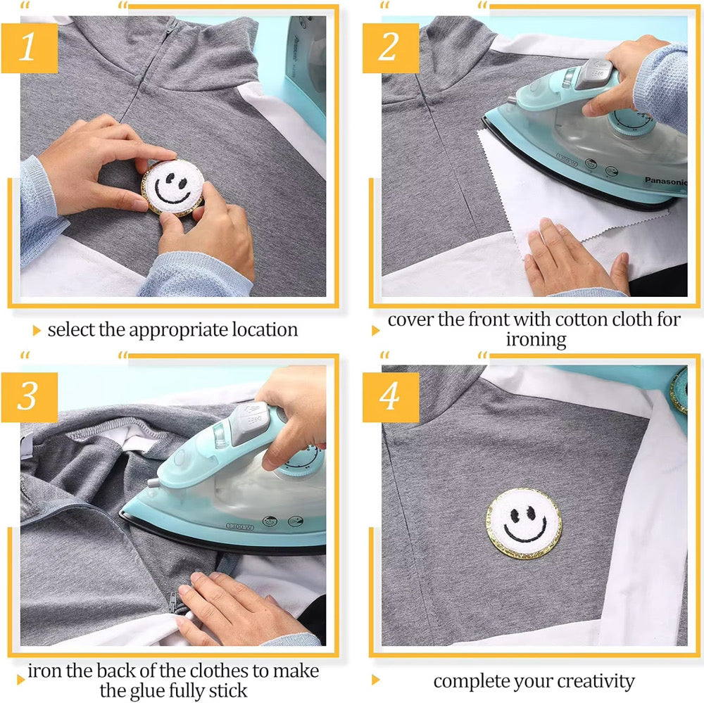 12 Piece Happy Face Iron On Patches