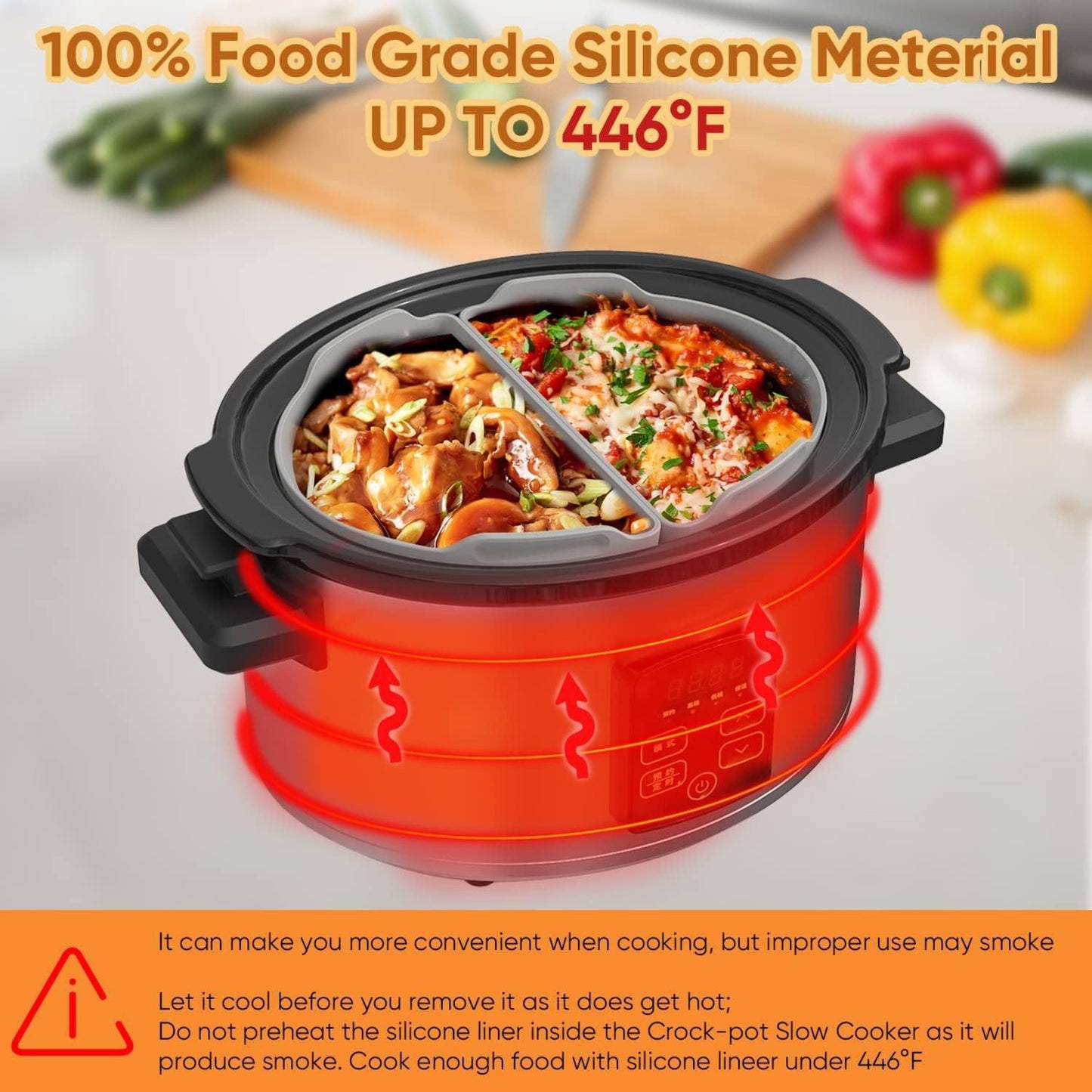 2 in 1 Silicone Liners for 6qt Slow Cookers