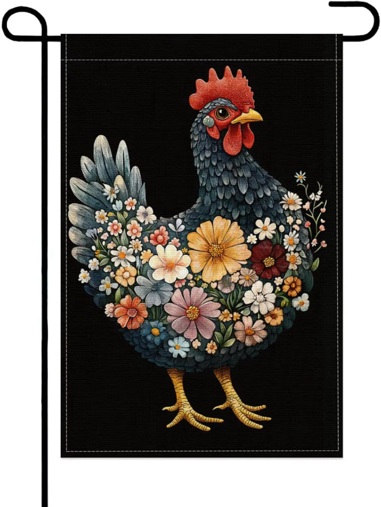 Chicken Themed Garden Flags