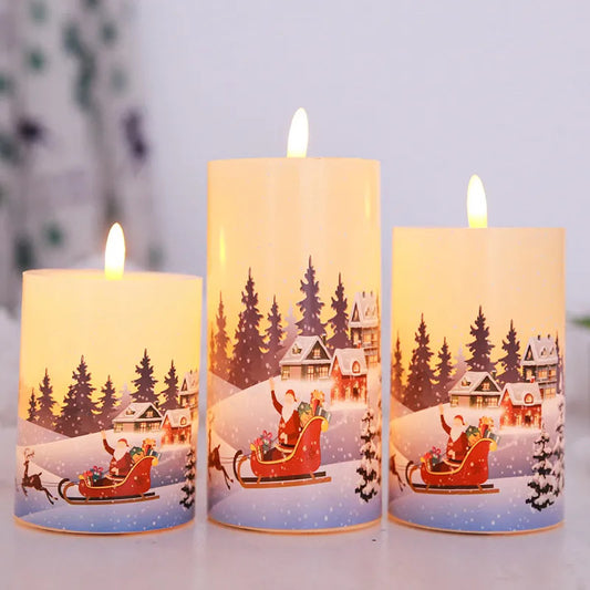 3 Piece Santa Led Candle Set