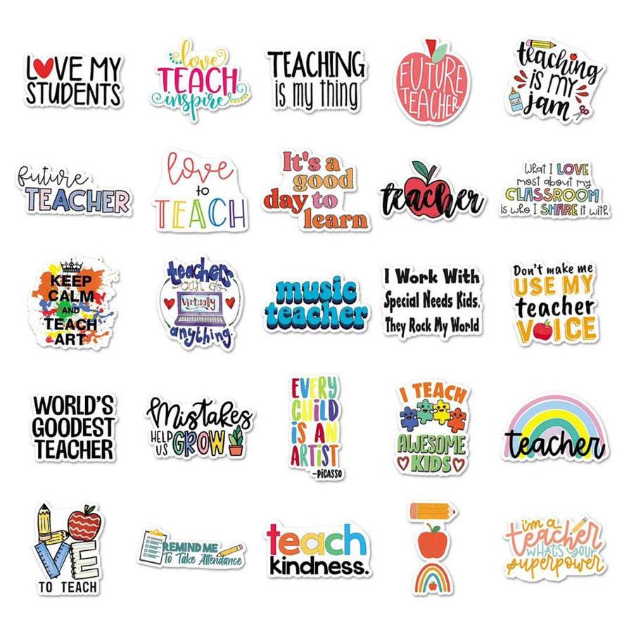 50 Piece Teacher Inspired Vinyl Stickers