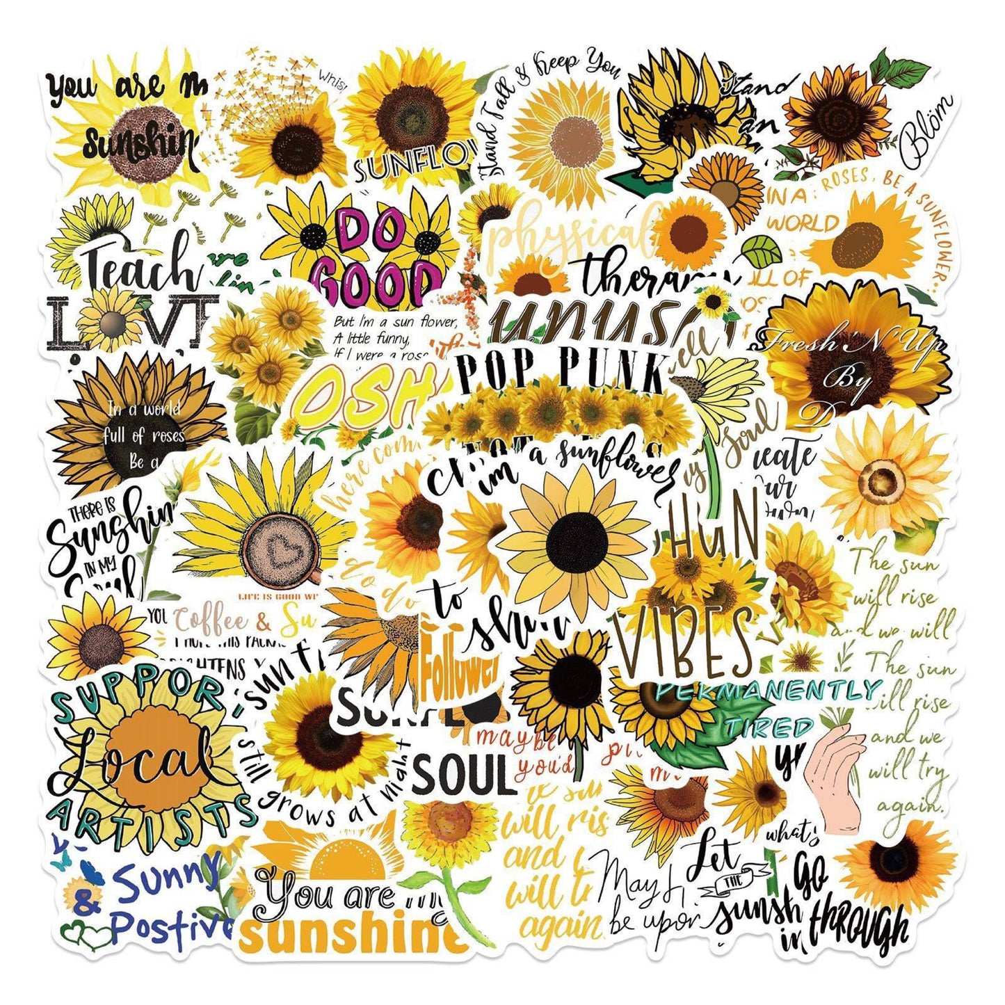50 Piece Sunflower Vinyl Stickers