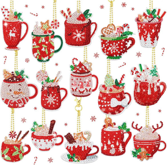 15 Piece Paint With Diamond Holiday Mugs Ornament Kit