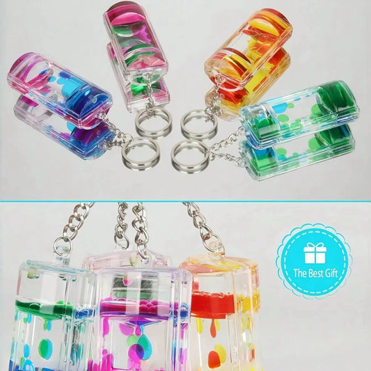 4 Piece Liquid Motion Keychain Set