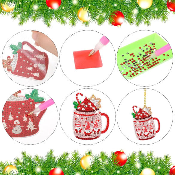 15 Piece Paint With Diamond Holiday Mugs Ornament Kit