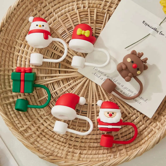 6 Piece Christmas Straw Toppers