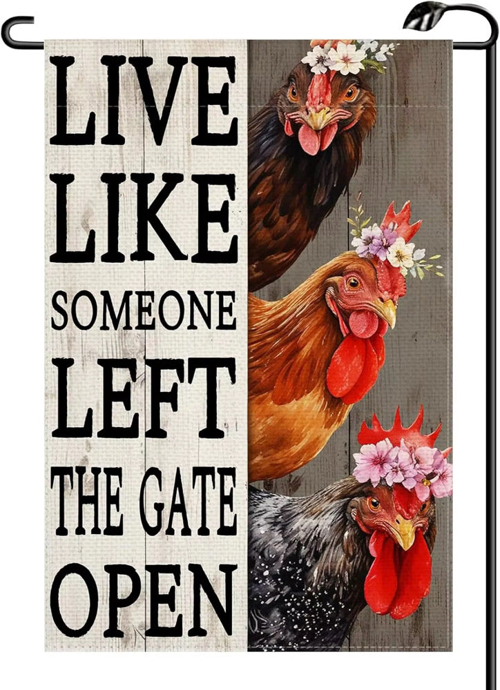 Chicken Themed Garden Flags