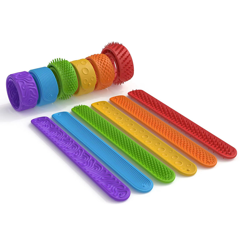 6 Piece Silicone Slap Sensory Bracelet Set