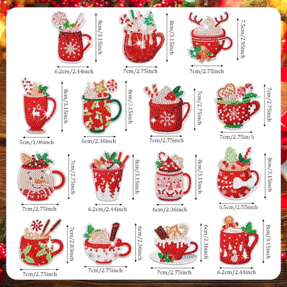 15 Piece Paint With Diamond Holiday Mugs Ornament Kit