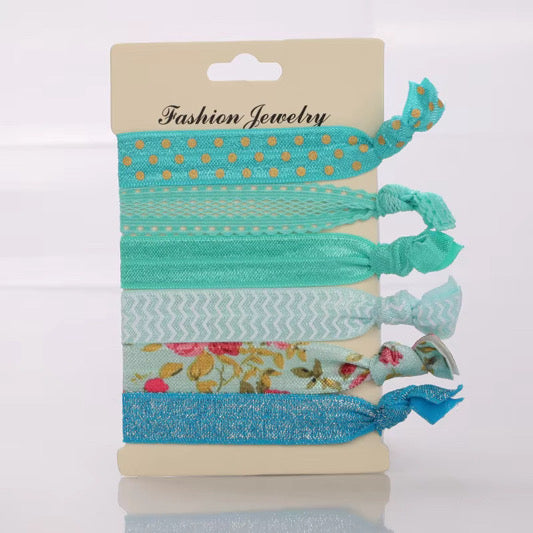 5 Piece Colorful Elastic Hair Tie Set