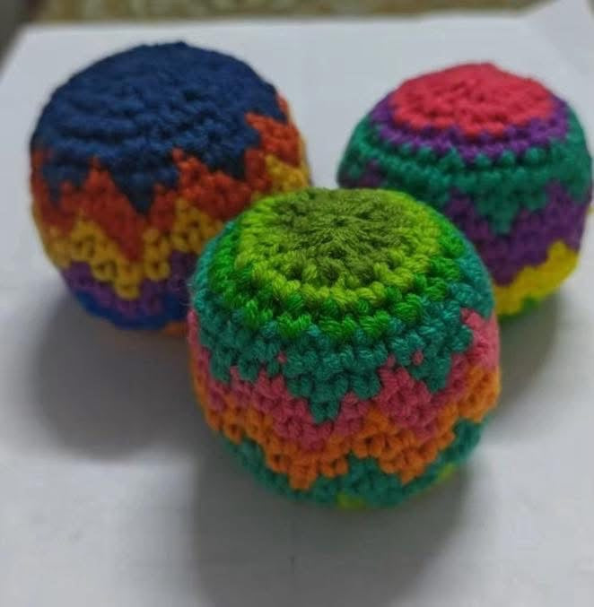 3 Piece Crochet Hacky Sack Set