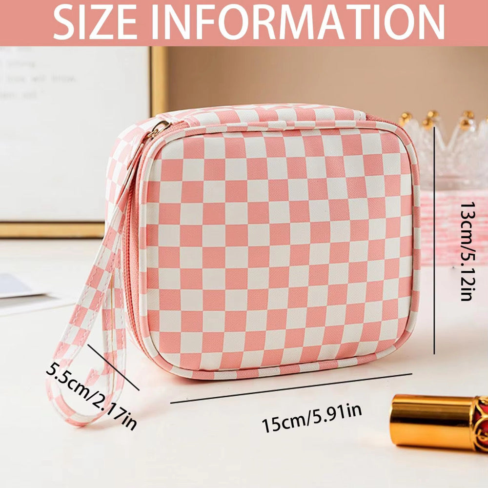 Checkered Cosmetic Zip Up