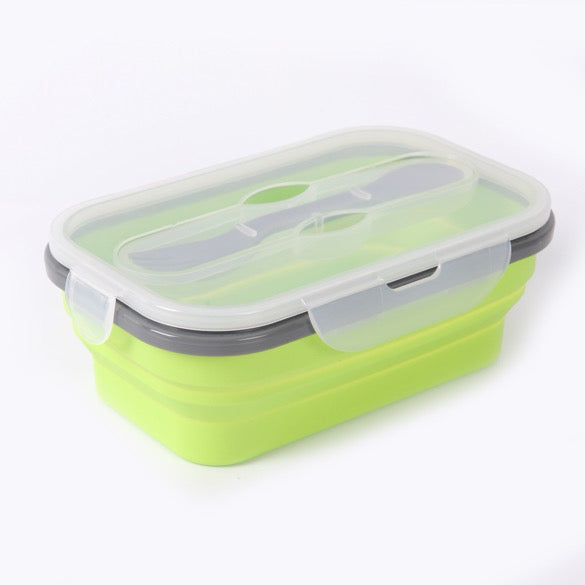 Foldable Silicone Lunch Container With Utensil