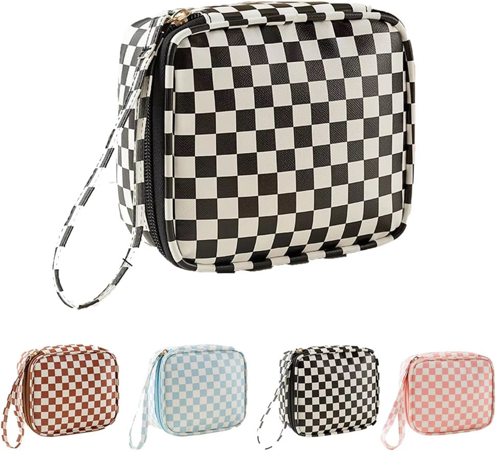 Checkered Cosmetic Zip Up