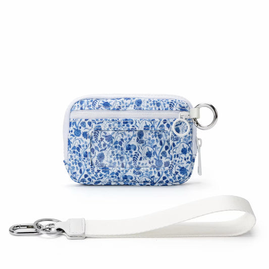 Blue Floral Wristlet