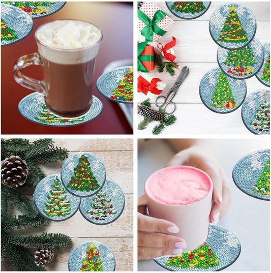 Christmas Themed DIY Paint With Diamond Coasters