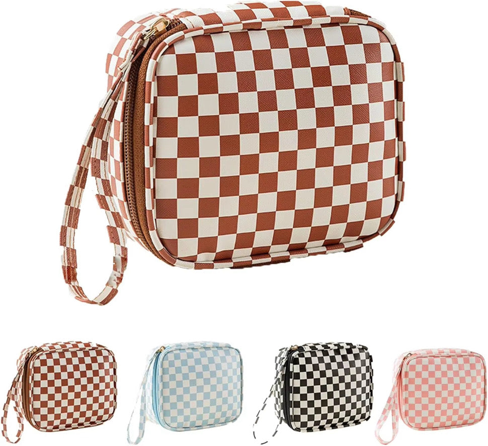Checkered Cosmetic Zip Up