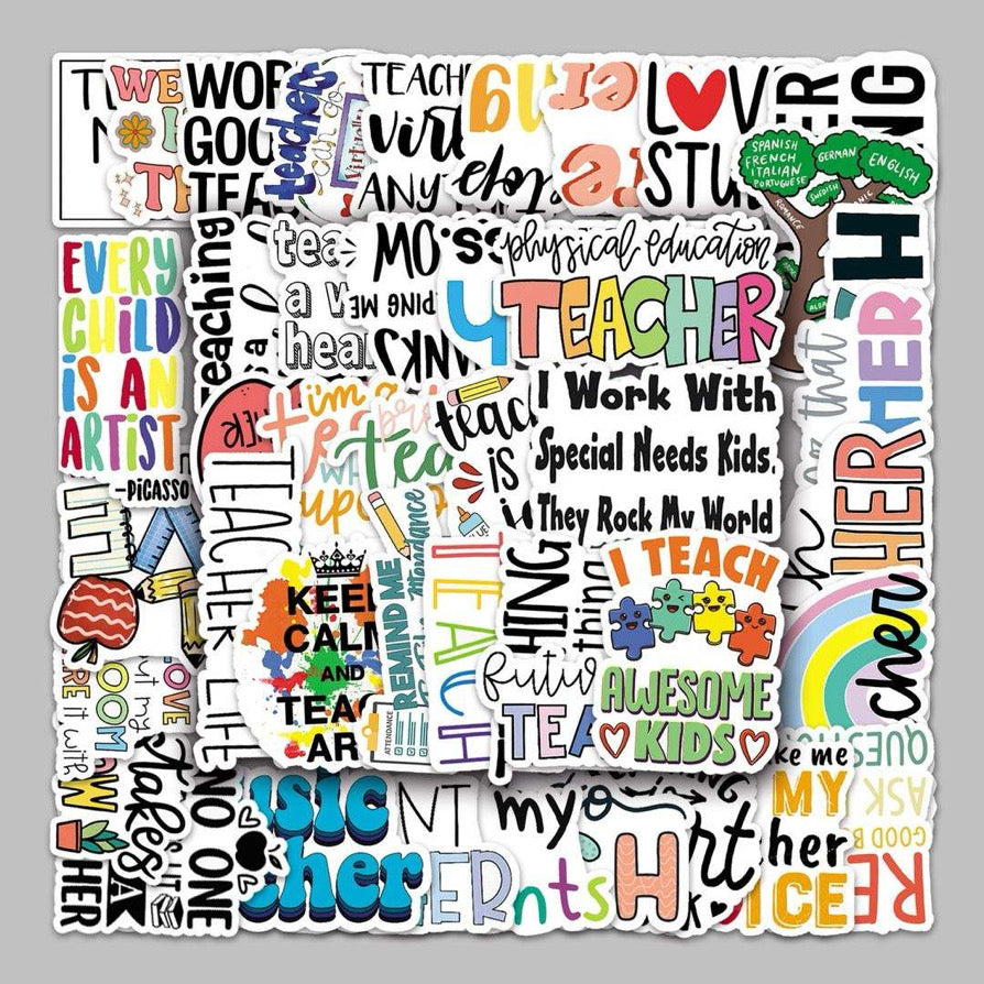 50 Piece Teacher Inspired Vinyl Stickers