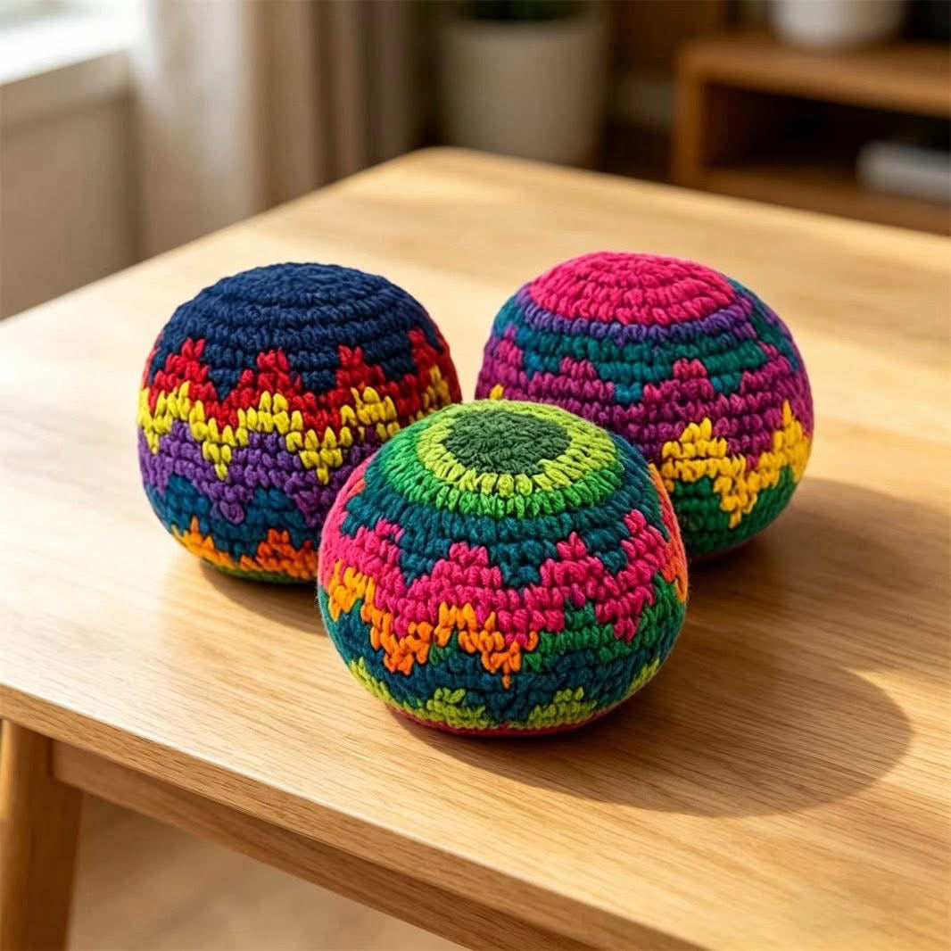 3 Piece Crochet Hacky Sack Set