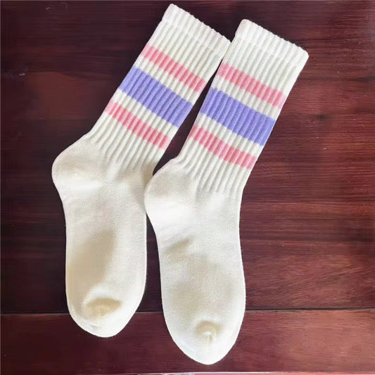 Retro Striped Crew Socks