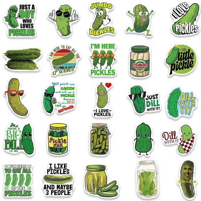 50 Piece Pickle Lover Vinyl Sticker Set
