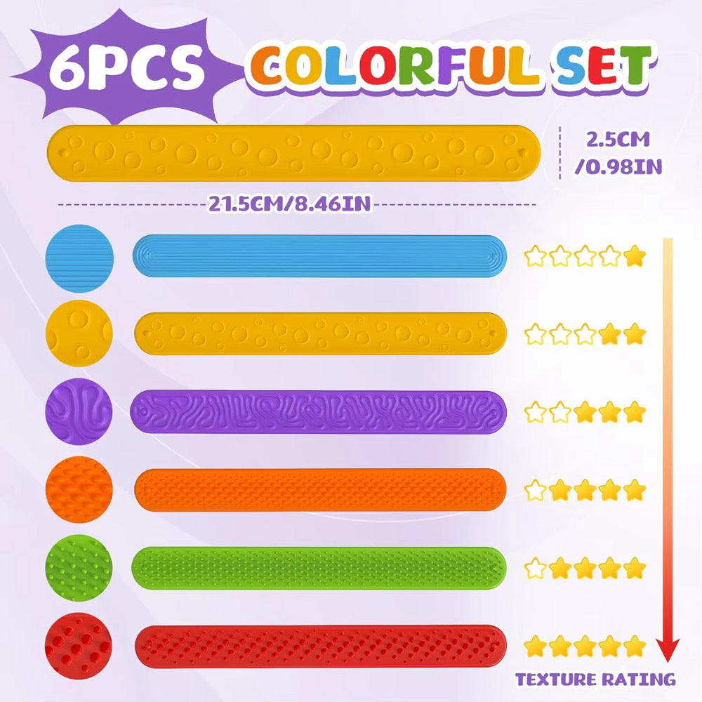 6 Piece Silicone Slap Sensory Bracelet Set