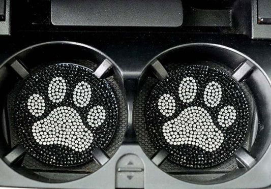 Studded Paw Print Car Coasters