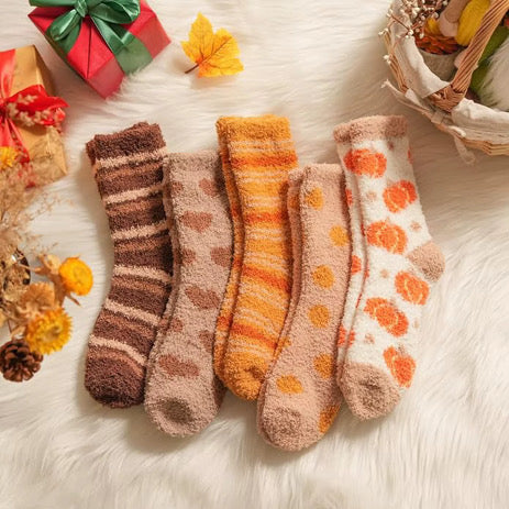 5 Piece Fall Themed Soft Sock Set