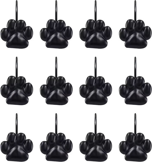 12 Piece Paw Print Shower Curtain Hooks