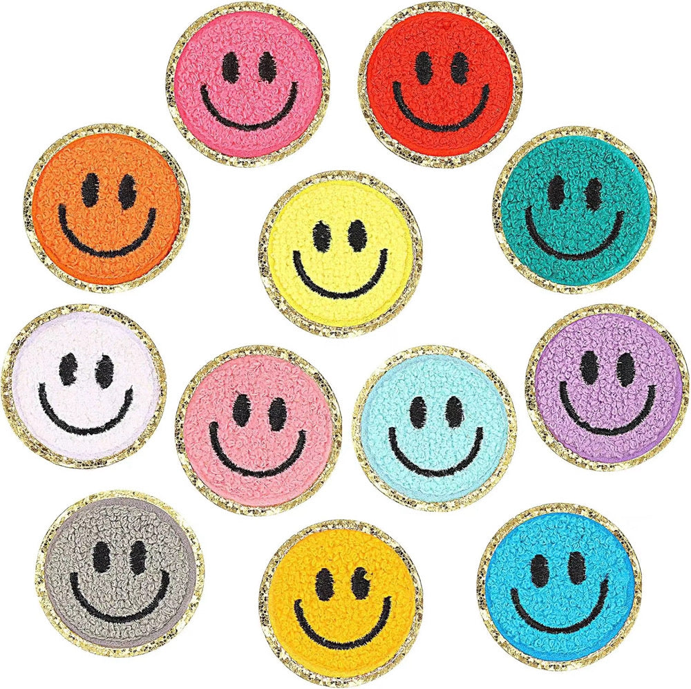 12 Piece Happy Face Iron On Patches