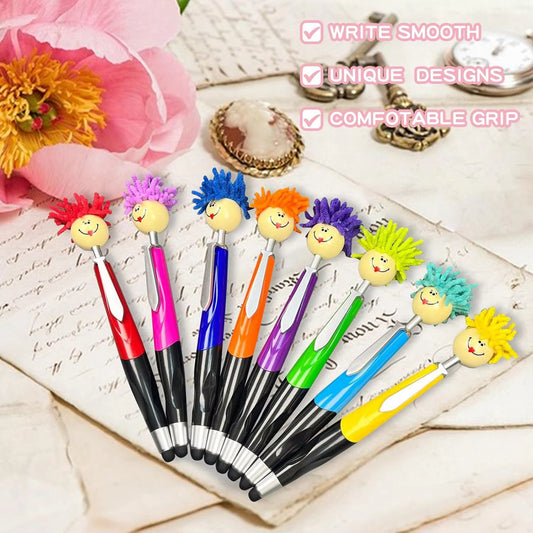 8 Piece Funny Mop Head Pen Set