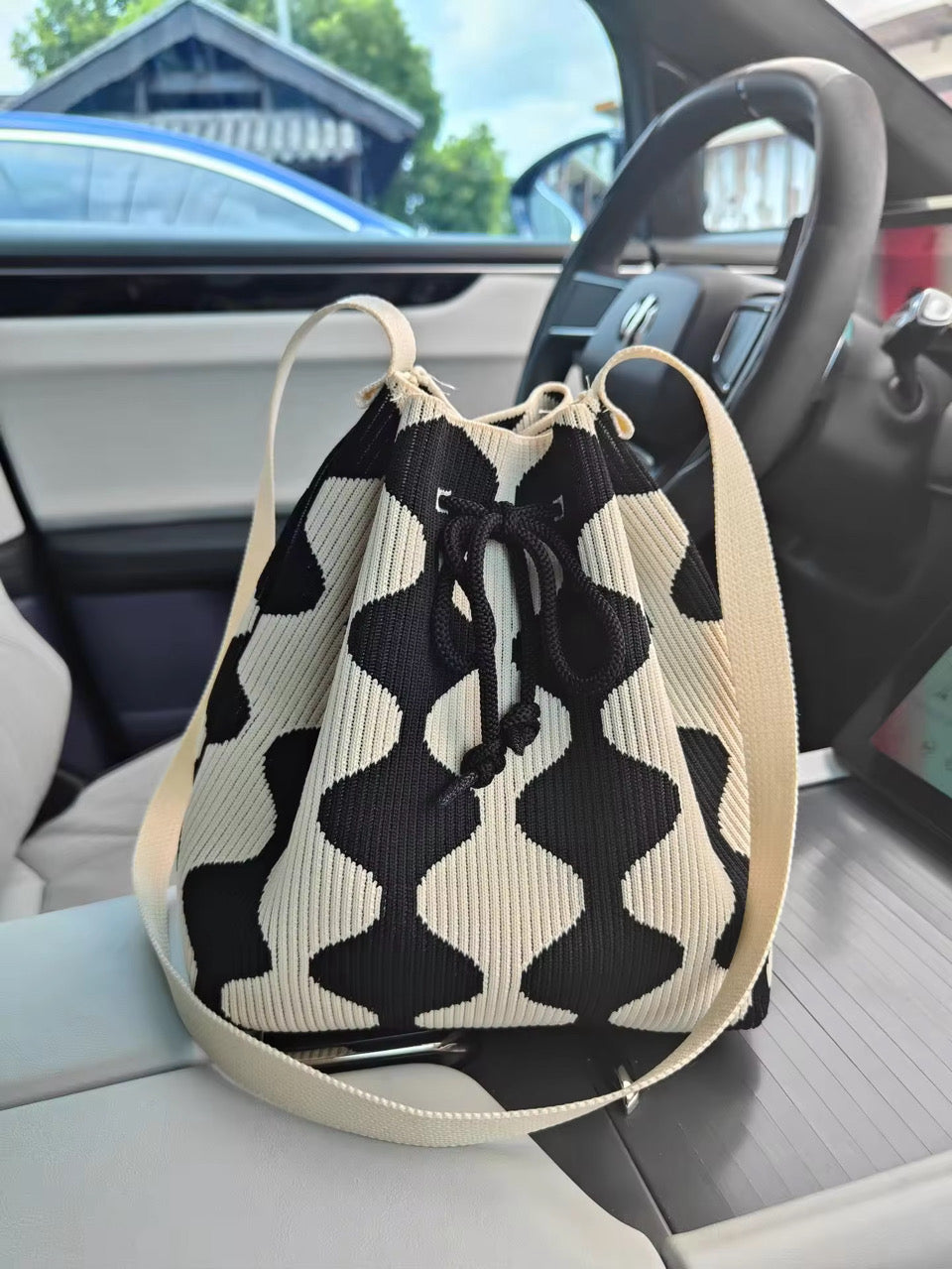 Drawstring Crochet Bag