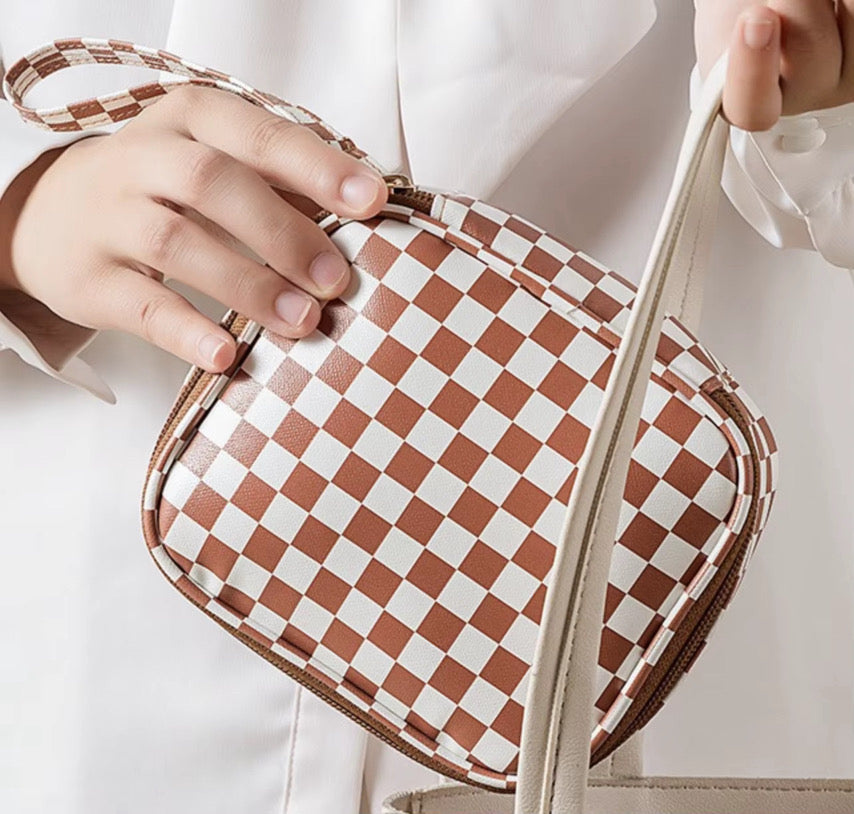 Checkered Cosmetic Zip Up