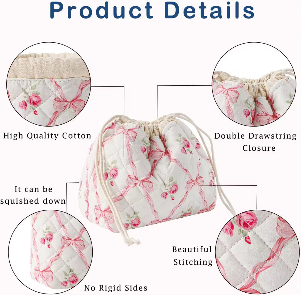 Quilited Drawstring Toiletry Bag