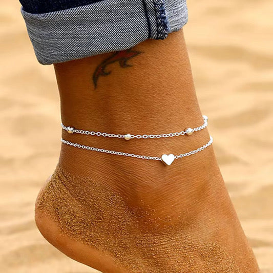 Double Chain DaintyHeart Anklet