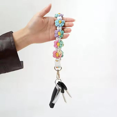 Boho Floral Macrame Keychain