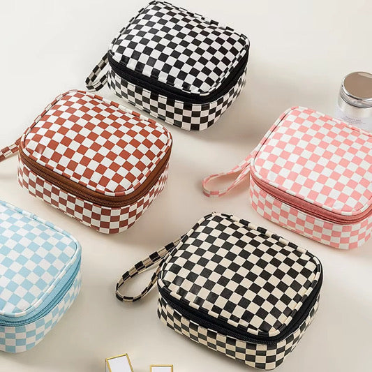 Checkered Cosmetic Zip Up