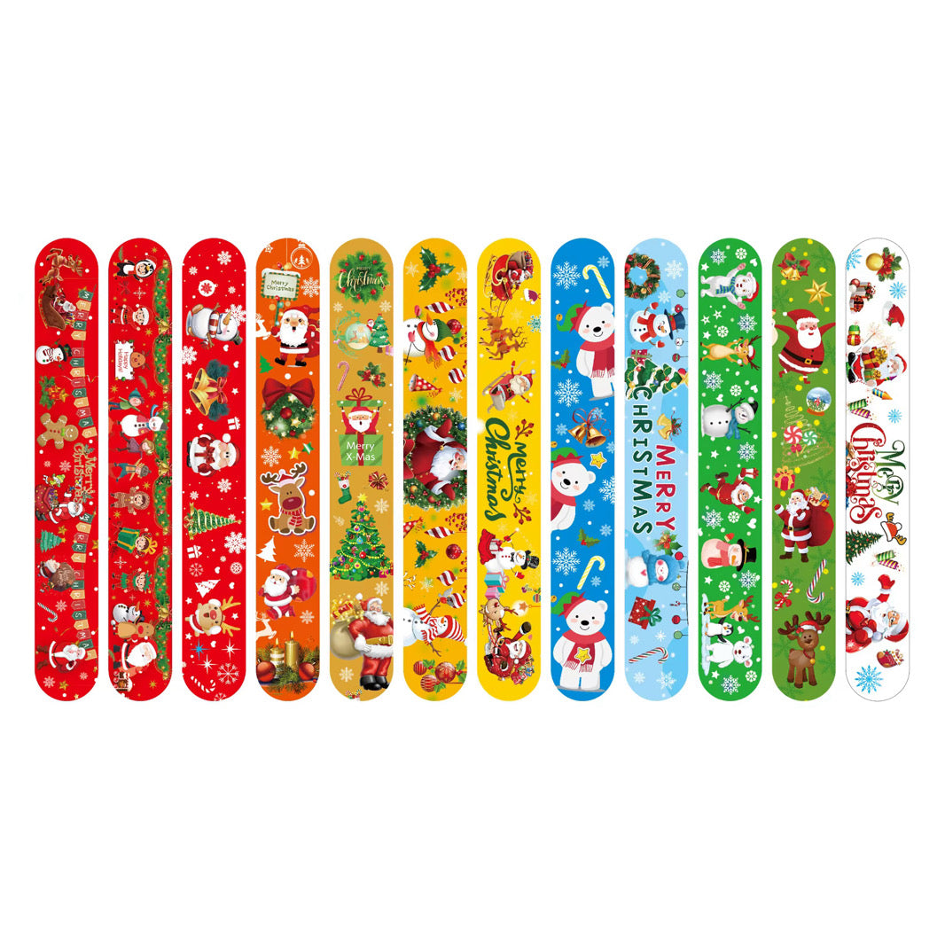 24 Piece Christmas Themed Slap Bracelet Set