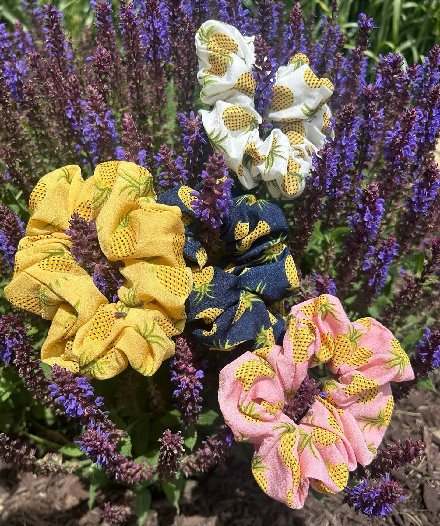 Pineapple 4 Piece Scrunchie Set