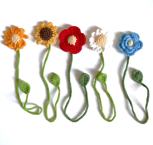 5 Piece Crochet Flower Bookmark Set