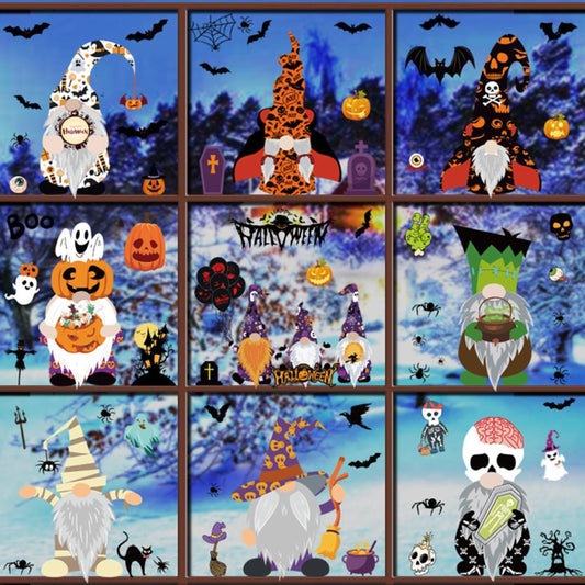 Gnome Themed Halloween window cling stickers