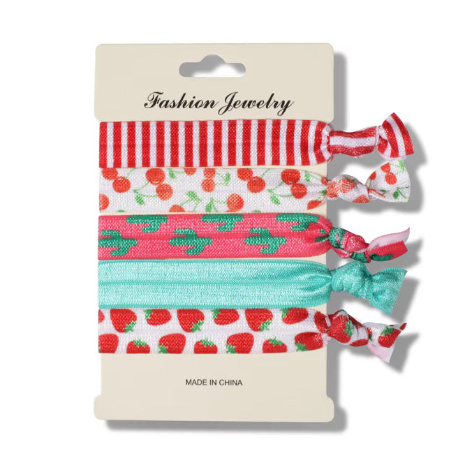 5 Piece Colorful Elastic Hair Tie Set